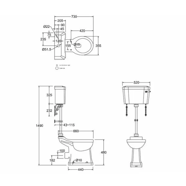 Burlington White Aluminium High Level Cistern Including Cistern Fittings detail view - Image 2