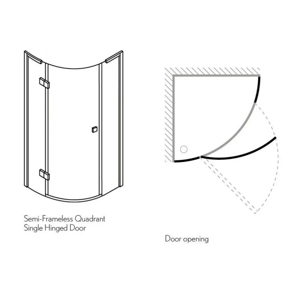 Crosswater Design 8 Quadrant Single Door 8mm Shower Enclosure 800 x 800mm Silver (Version 2) detail view - Image 5
