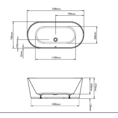 Bc Designs Viado Bath 1580 X 740 (waste Included) White detail view - Image 4