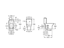 Roca Nexo Close Coupled Wc Pan - Open Back technical drawing - Image 2