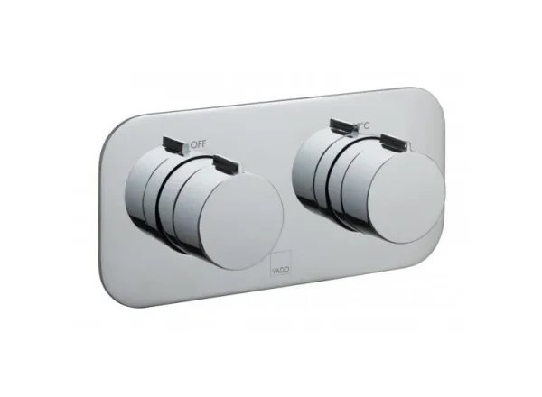 Vado Tablet Altitude 2 Outlet 2 Handle Concealed Thermostatic Valve Horizontal Chrome detail view - Image 3