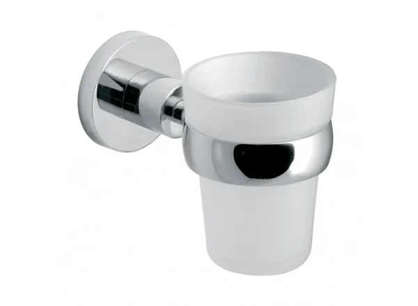 Vado Elements Frosted Glass Tumbler And Holder Wall Mounted Chrome product image - Image 1