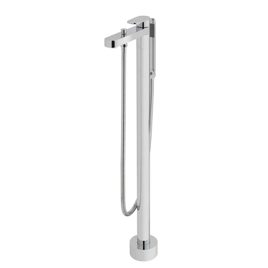 Vado Life Bath Shower Mixer With Shower Kit Single Lever Floor Mounted Chrome product image - Image 1