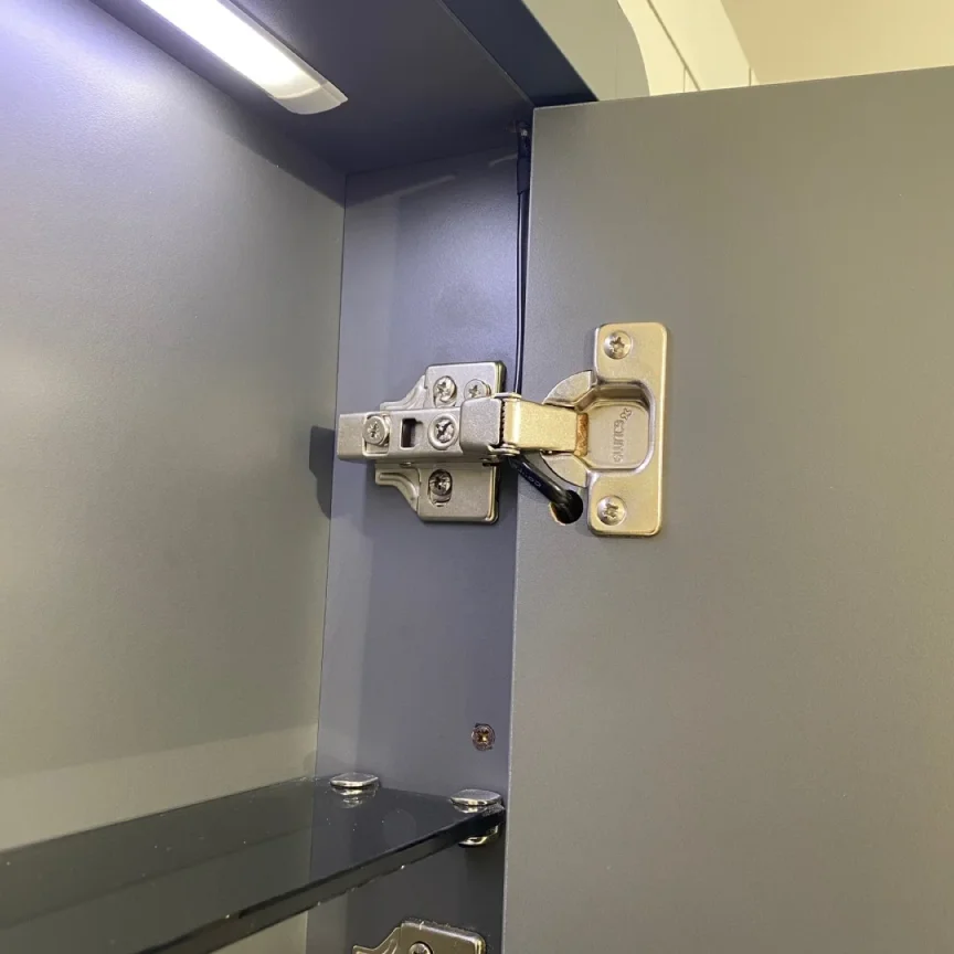 Saneux Hyde 55cm 1 Door Recessed Electric Mirror Cabinet (rh) - Matte Fiord detail view - Image 4