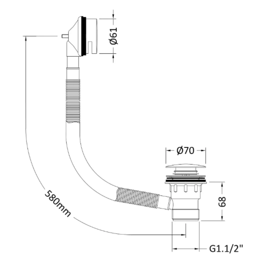 Bc Designs Push Down Concealed Bath Waste Brushed Copper detail view - Image 1