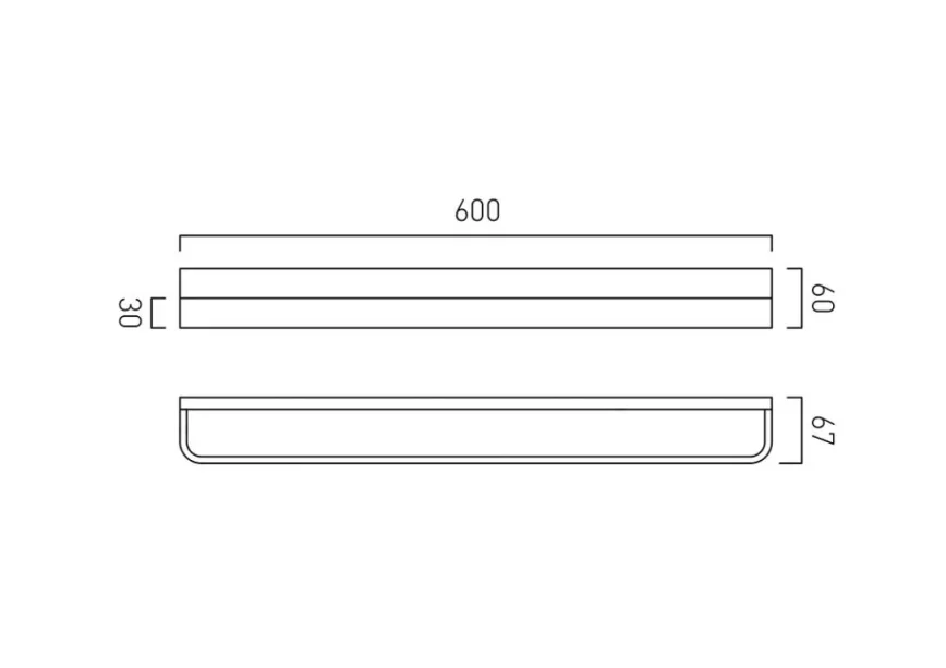 Vado Omika 600mm Towel Rail Chrome technical drawing - Image 2