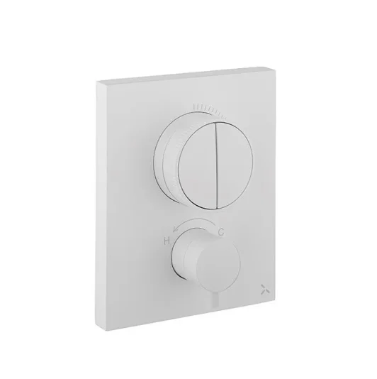 Crosswater MPRO Crossbox Push 2 Outlet Trimset & Handles Matt White product image - Image 1