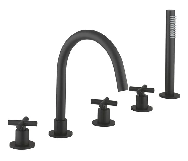 Crosswater MPRO Crosshead 5 Hole Bath Shower Mixer with Kit Matt Black