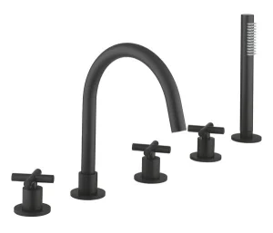 Crosswater Mpro Crosshead 5 Hole Bath Shower Mixer With Kit Matt Black