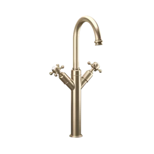 Crosswater Belgravia Crosshead Tall Basin Mixer Deck Mounted With Pop Up Waste Brushed Brass