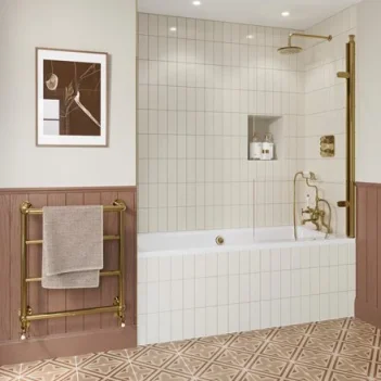 Burlington Classique Hinged Single Bath Screen 850 Gold product image - Image 1