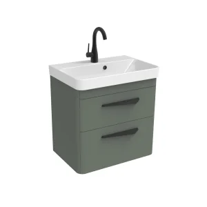 Saneux Hyde 55cm 2 Drawer Wall Mounted Unit - Matte Sage