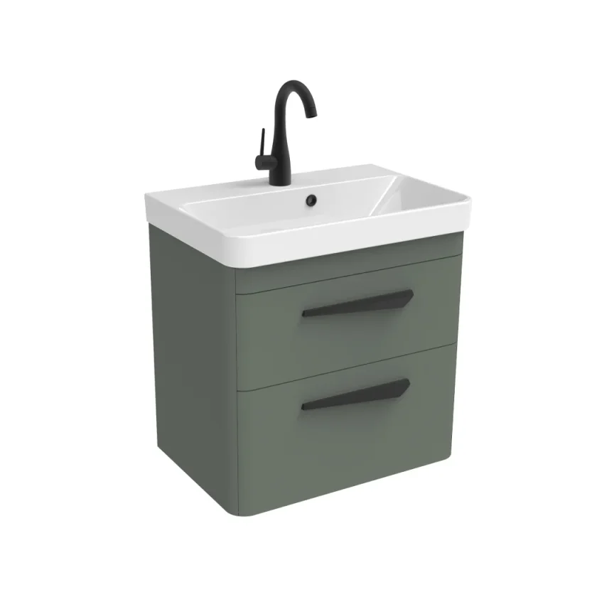 Saneux Hyde 55cm 2 Drawer Wall Mounted Unit - Matte Sage product image - Image 1