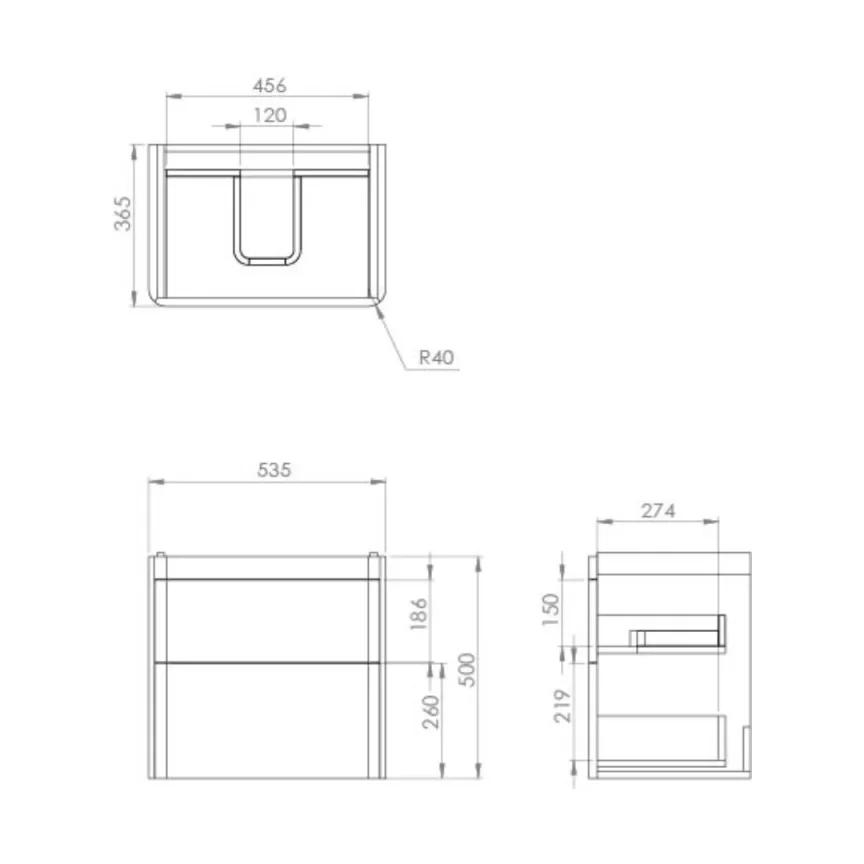 Saneux Hyde 55cm 2 Drawer Wall Mounted Unit - Matte Sage detail view - Image 3