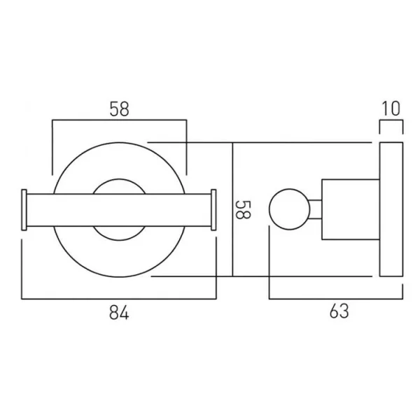 Vado Elements Robe Hook Wall Mounted Chrome technical drawing - Image 4