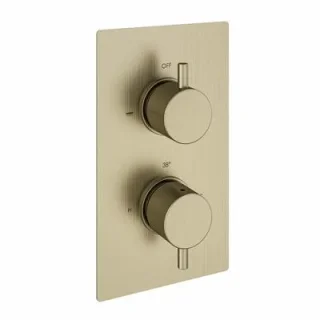 Eastbrook Meriden Concealed Twin Thermostatic Shower Valve Brushed Brass product image - Image 1