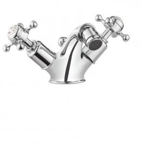 Crosswater Belgravia Traditional Crosshead Bidet Monobloc Mixer Tap with Pop Up Waste Chrome