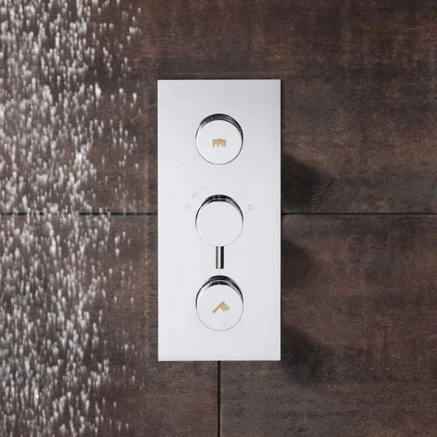 Crosswater Dial Kai Lever Thermostatic Shower Valve With 2 Way Diverter Chrome detail view - Image 2