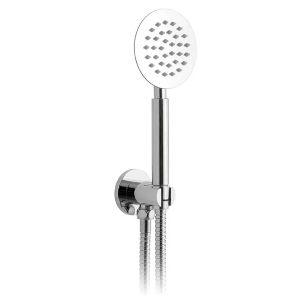 Vado Aquablade Round Single Function Mini Shower Kit With 150cm Shower Hose And Bracket With Integrated Outlet Chrome
