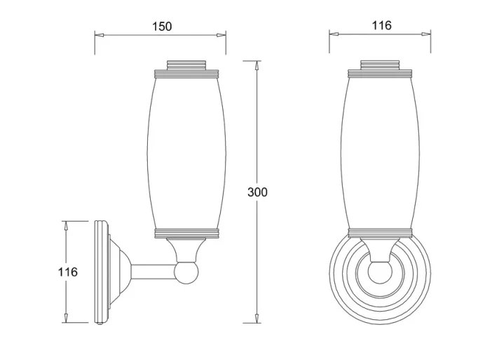 Burlington Round Base, Tube Froted Glass Shade - Chrome detail view - Image 2
