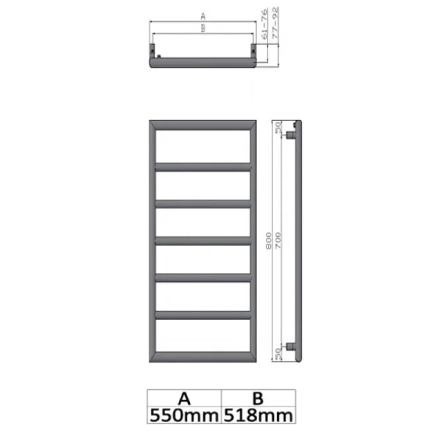 Reina Nardo Designer Radiator - 813 X 550 technical drawing - Image 2