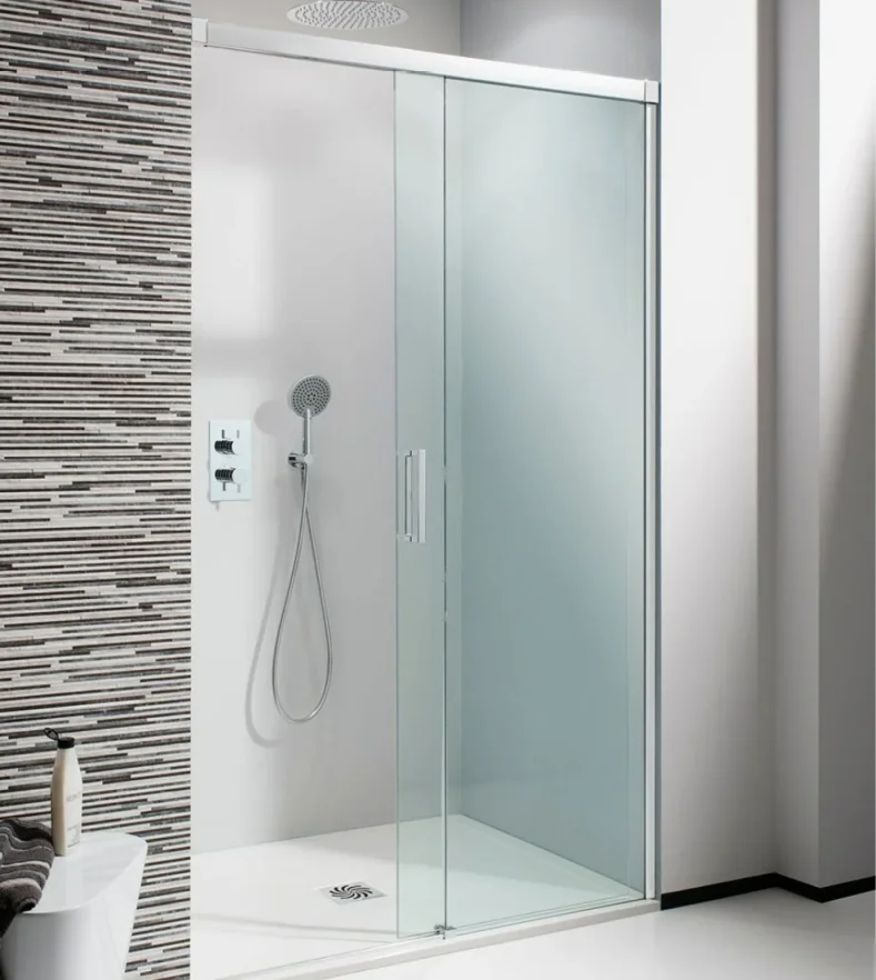 Crosswater Design 8 Soft Close Sliding 8mm Shower Door 1200mm Silver detail view - Image 3
