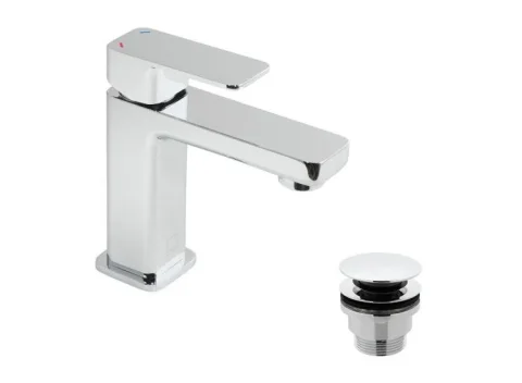 Vado Phase Mini Mono Basin Mixer Single Lever Deck Mounted With Universal Waste Chrome detail view - Image 3
