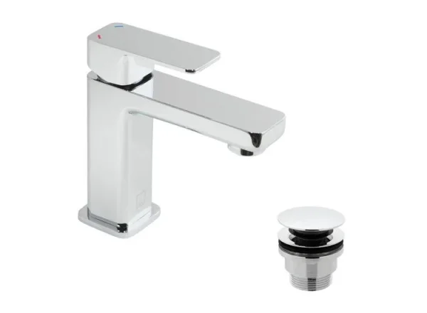 Vado Phase Mini Mono Basin Mixer Single Lever Deck Mounted With Universal Waste Chrome detail view - Image 3