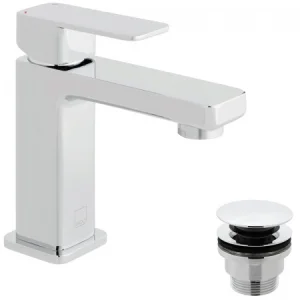 Vado Phase Mini Mono Basin Mixer Single Lever Deck Mounted With Universal Waste Chrome