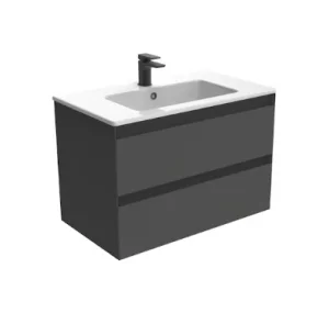 Saneux Uni 80cm 2 Drawer Wall Mounted Unit - Matte Anthracite