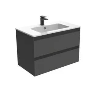 Saneux Uni 80cm 2 Drawer Wall Mounted Unit - Matte Anthracite product image - Image 1