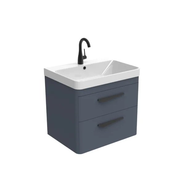 Saneux Hyde 60cm 2 Drawer Wall Mounted Unit - Matte Fiord