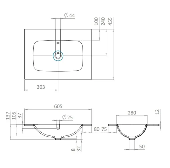 Crosswater Glide Ii Basin Glass 600 0th Ice White detail view - Image 3