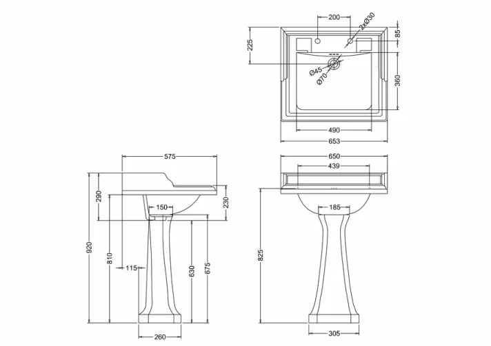 Burlington Classic Basin 65cm 2th product image - Image 2