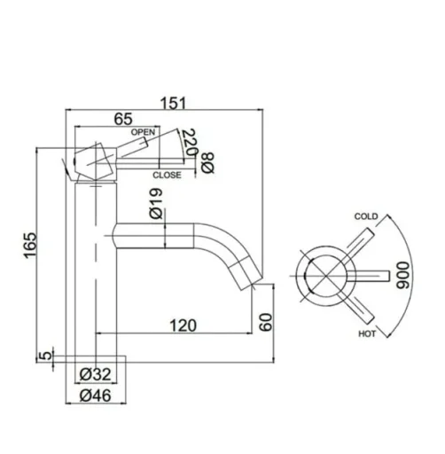 Crosswater Mpro Basin Monobloc No Waste Deck Mounted Knurled Chrome detail view - Image 3