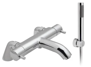 Vado Celsius Pillar Mounted 2 Hole Thermostatic Bath Shower Mixer With Shower Kit Chrome