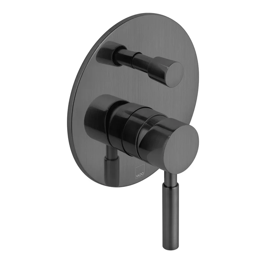 Vado Individual Origins 2 Outlet Concealed Single Lever Manual Valve With Diverter Brushed Black product image - Image 1