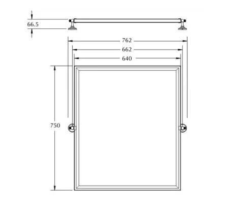 Imperial Tristan Framed Mirror (rectangular) Chrome technical drawing - Image 2