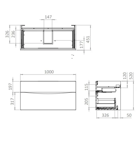 Crosswater Glide Ii 2 Drawer Basin Unit 1000 Windsor Oak detail view - Image 9