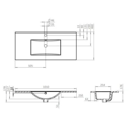 Crosswater Glide Ii Basin Ceramic 1000 With Overflow White detail view - Image 4