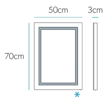 Hib Outline 50 Mirror H70 X W50cm X D3cm technical drawing - Image 2