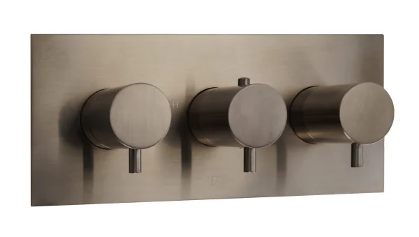 Just Taps Vos 3 Outlet Thermostatic Concealed Valve Horizontal Brushed Bronze