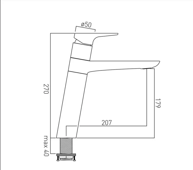 Vado Ascent Mono Kitchen Mixer With Easy Clean Directional Aerator And Swivel Spout Chrome technical drawing - Image 2