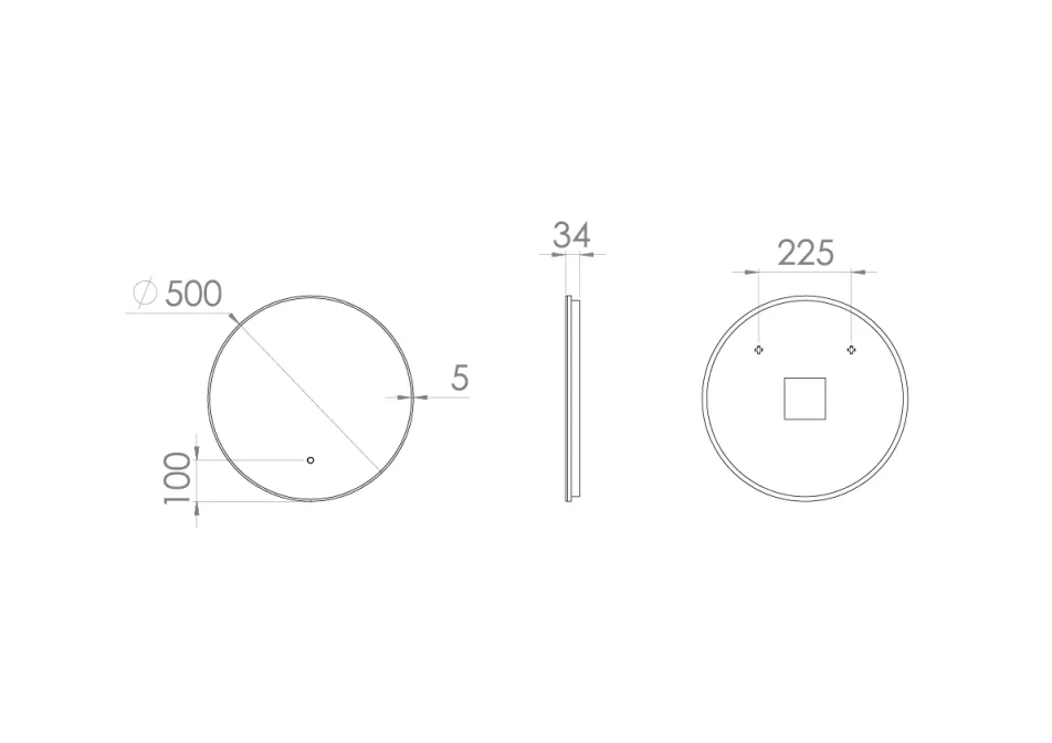 Saneux Oska 50cm Electric Mirror V2 technical drawing - Image 4