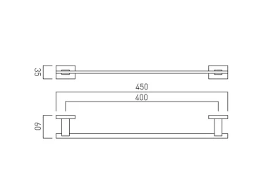 Vado Level Towel Rail 450mm (18'') Chrome technical drawing - Image 2