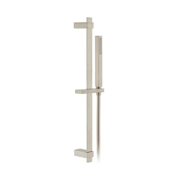 Vado Individual Square Slide Rail Shower Kit With Single-function Shower Handset 600mm Slide Rail And Hose Brushed Nickel