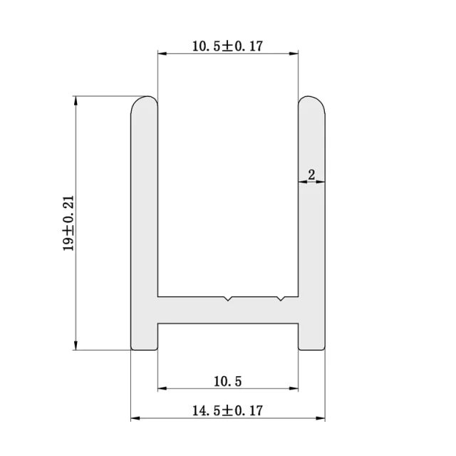 Abacus Glass Surface Channel -8mm Nickel - 1200mm technical drawing - Image 2