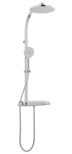 Vado Strata Showering Column With Thermostatic Shower Shelf Valve, Saturn Round Shower Head And Nebula Round 3 Function Showering Handset Chrome