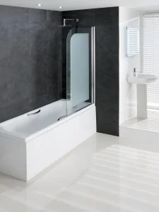 Eastbrook Volente 8mm Hinge Bath Screen 850x1500 Frosted Chrome Profiles