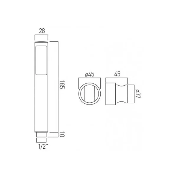 Vado Zoo Single Function Mini Shower Kit With 150cm Shower Hose And Bracket Chrome technical drawing - Image 3